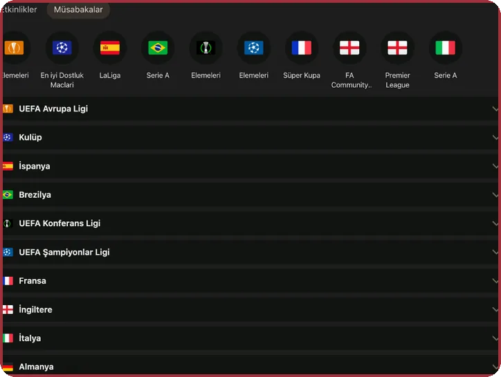 Country-led football index Preview of a football tournament index sorted by country with expandable rows